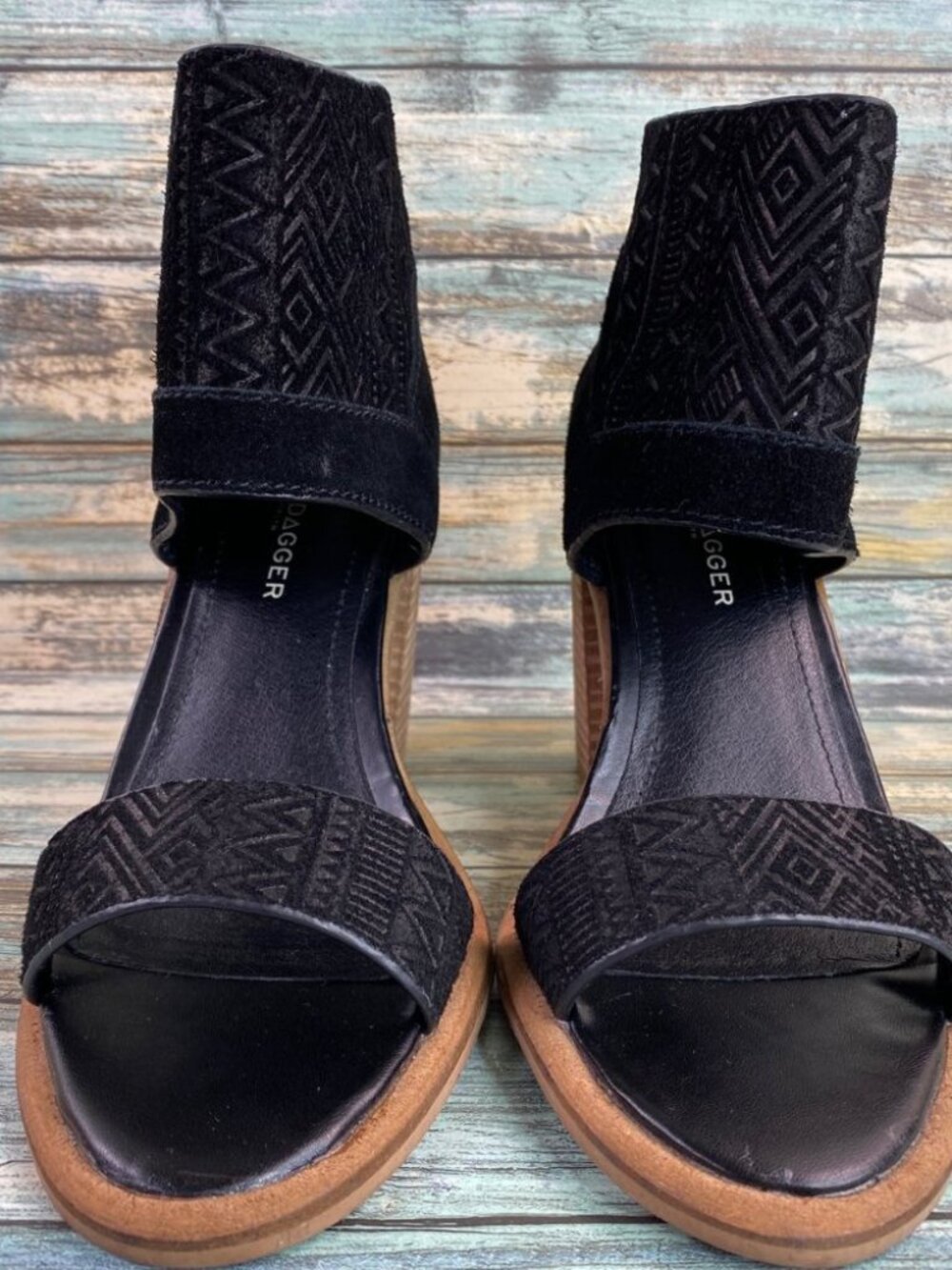 Kelsi Dagger Brooklyn Merrik Womens Size 6.5 Black Heeled Dress Sandal Zip Suede